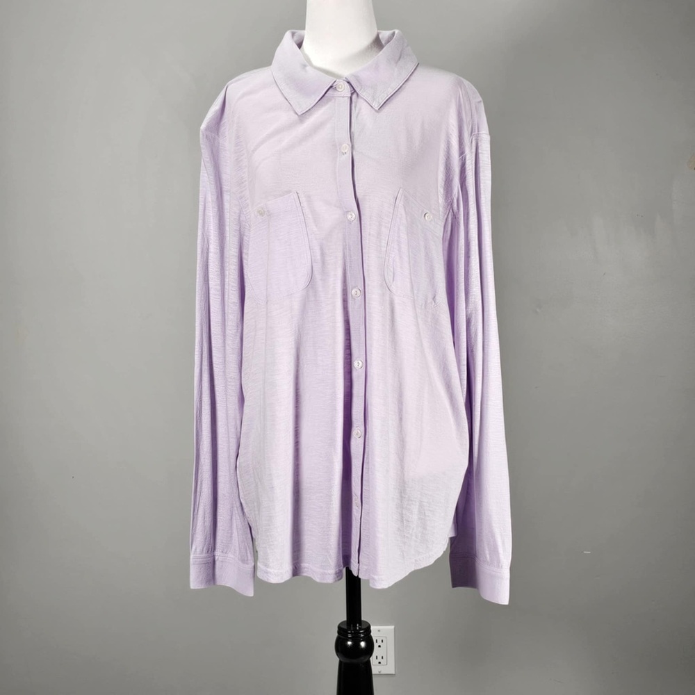 NWT Style and co - lavender long sleeve button up blouse, size 2X